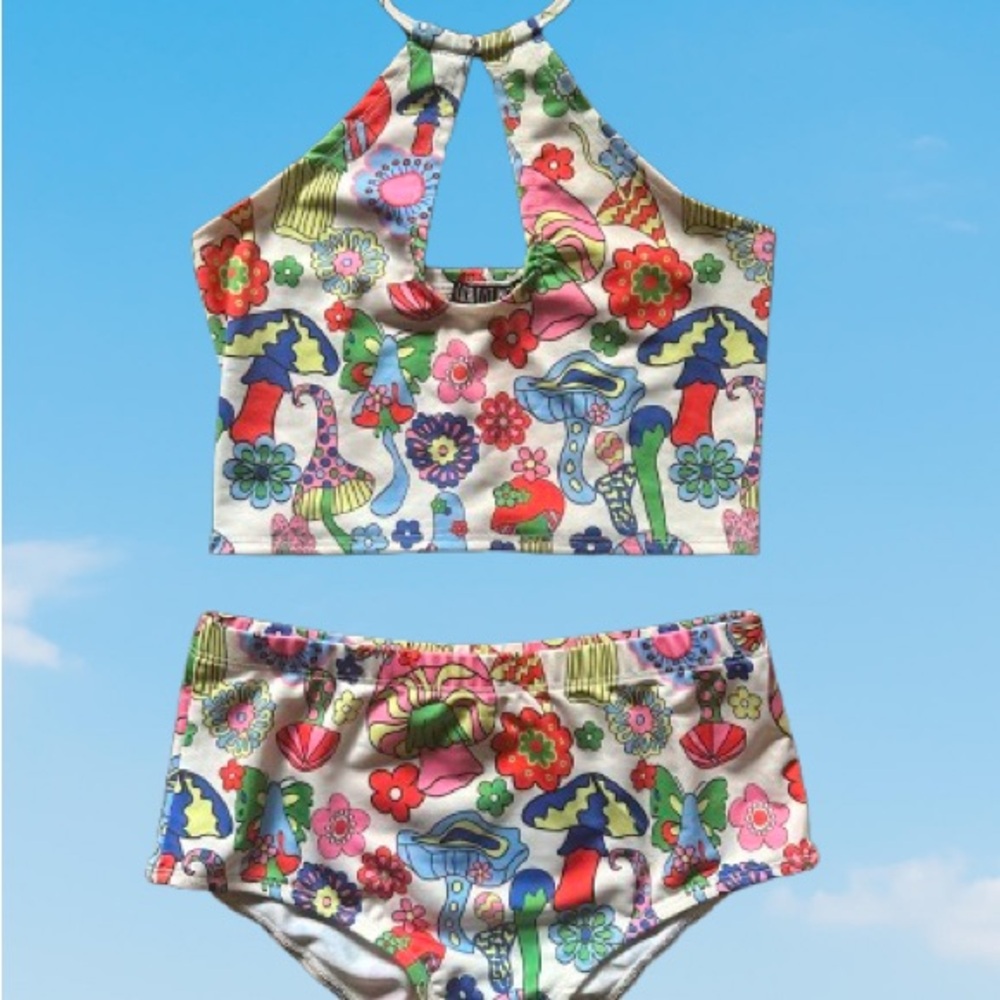 Dolls Kill Floral and Mushroom Bikini Set